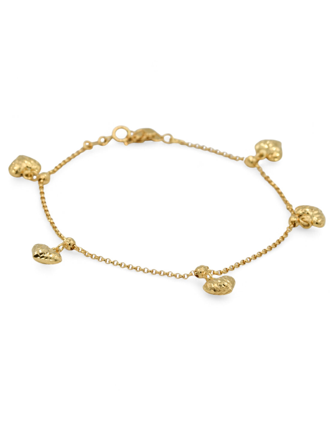 18ct Gold Heart Charms Ladies Bracelet - Roop Darshan