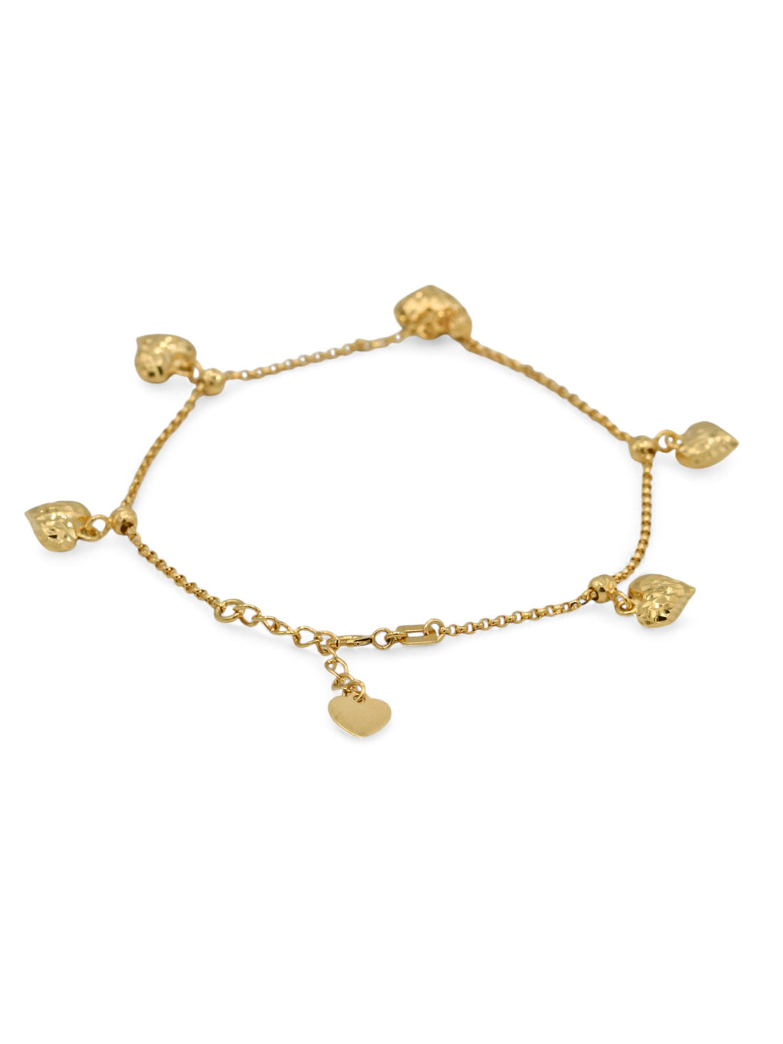 18ct Gold Heart Charms Ladies Bracelet - Roop Darshan