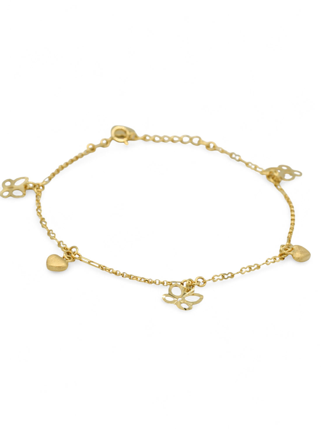 18ct Gold Heart Charms Ladies Bracelet - Roop Darshan