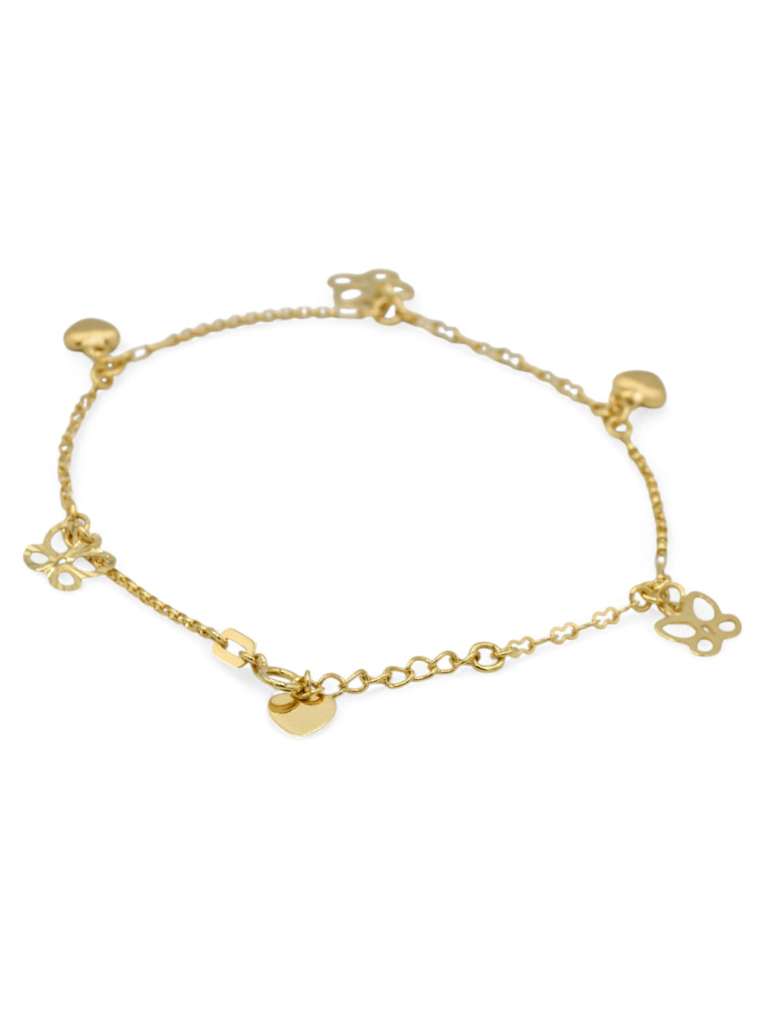 18ct Gold Heart Charms Ladies Bracelet - Roop Darshan