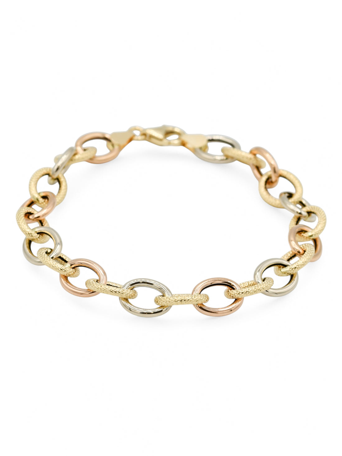 18ct Rose Gold Hollow Link Bracelet - Roop Darshan