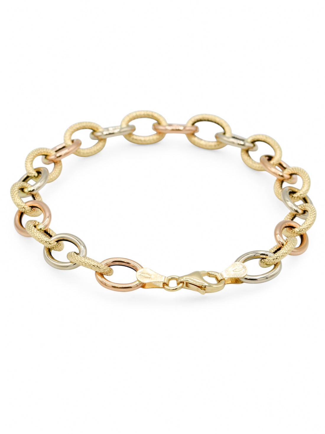 18ct Rose Gold Hollow Link Bracelet - Roop Darshan