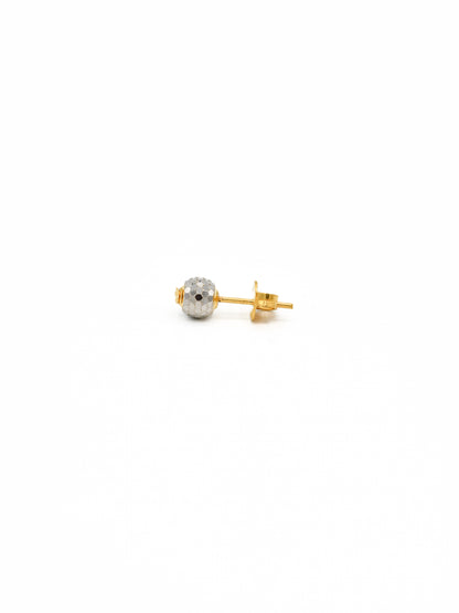 22ct Gold Two Tone Ball Stud Earrings - Roop Darshan