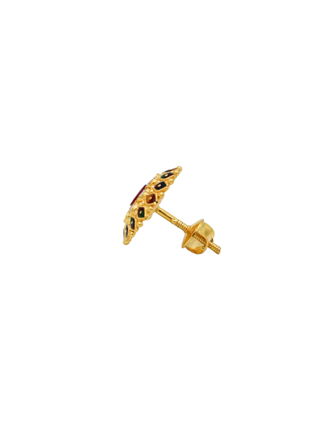 22ct Gold CZ Minakari Stud Earrings - Roop Darshan