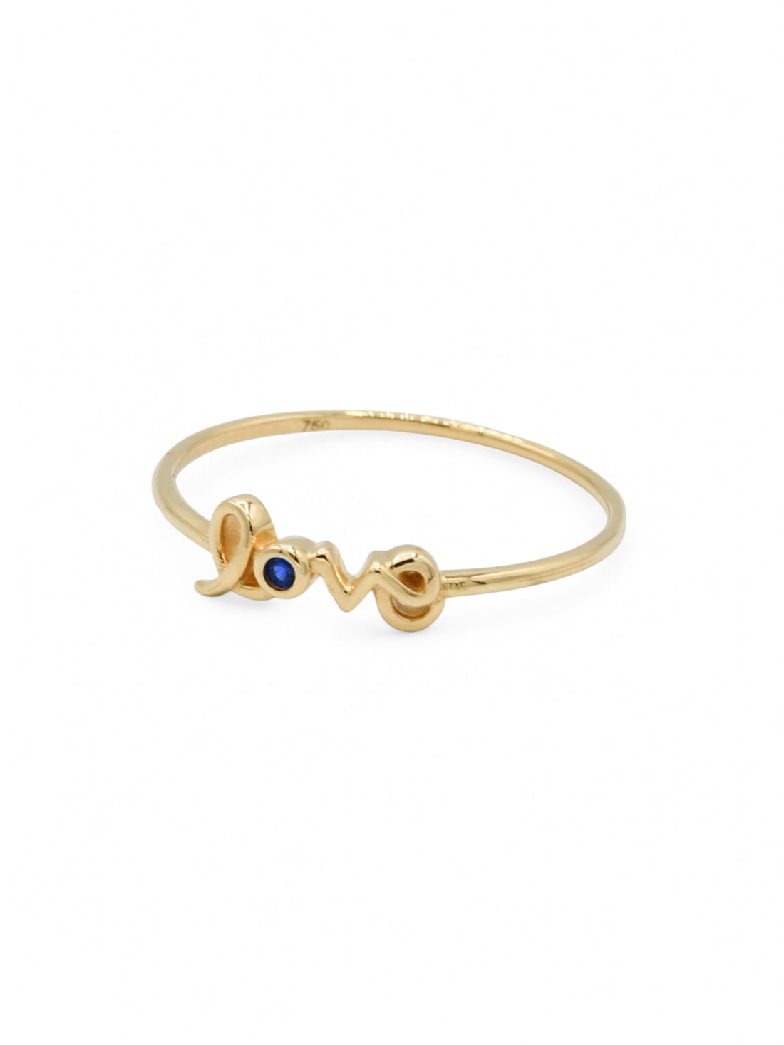 18ct Gold Love Blue CZ Ladies Ring - Roop Darshan