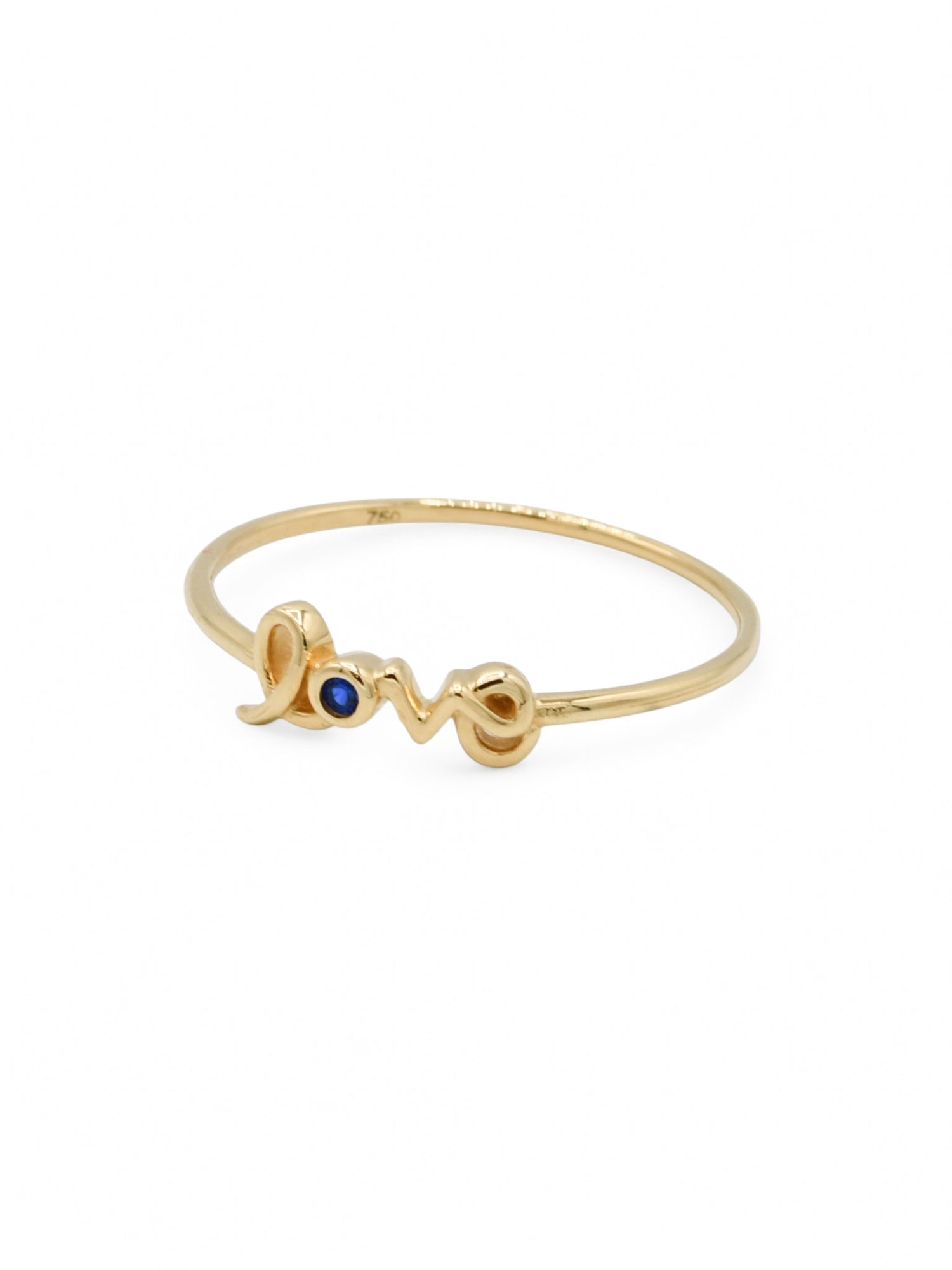 18ct Gold Love Blue CZ Ladies Ring - Roop Darshan
