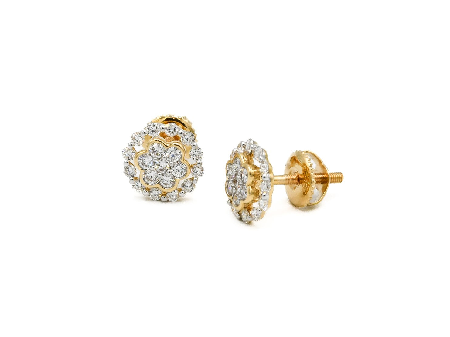 18ct Gold 0.58ct Diamond Stud Earrings - Roop Darshan