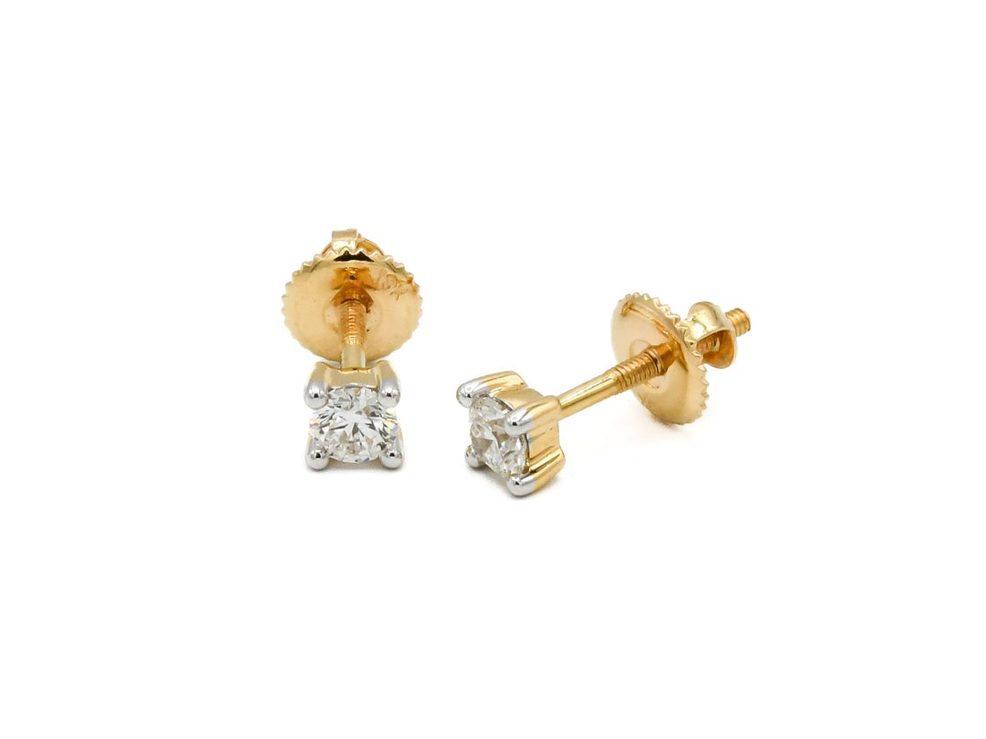 18ct Gold 0.37ct Diamond Stud Earrings - Roop Darshan