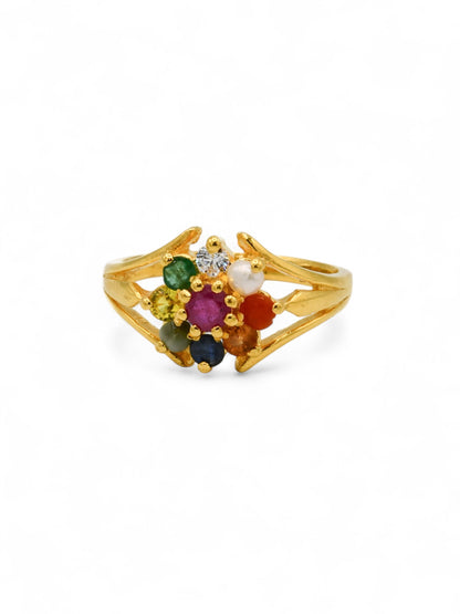 22ct Gold Navratna Ladies Ring