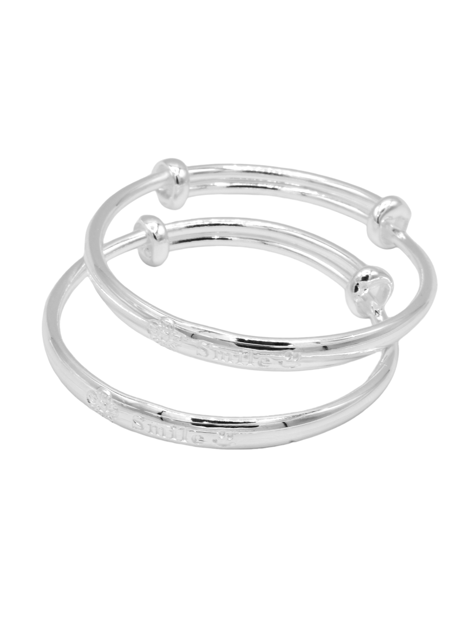 Silver 2 Piece Adjustable Baby Bangle - Roop Darshan