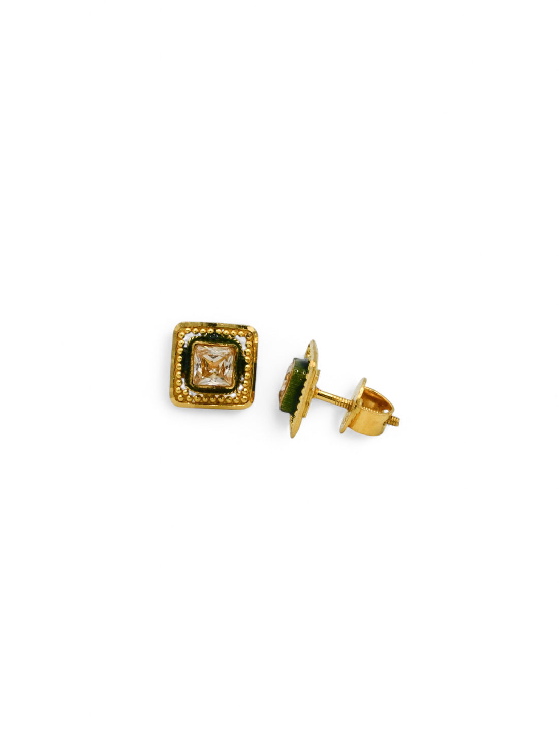 22ct Gold Kundan Minakari Stud Earrings