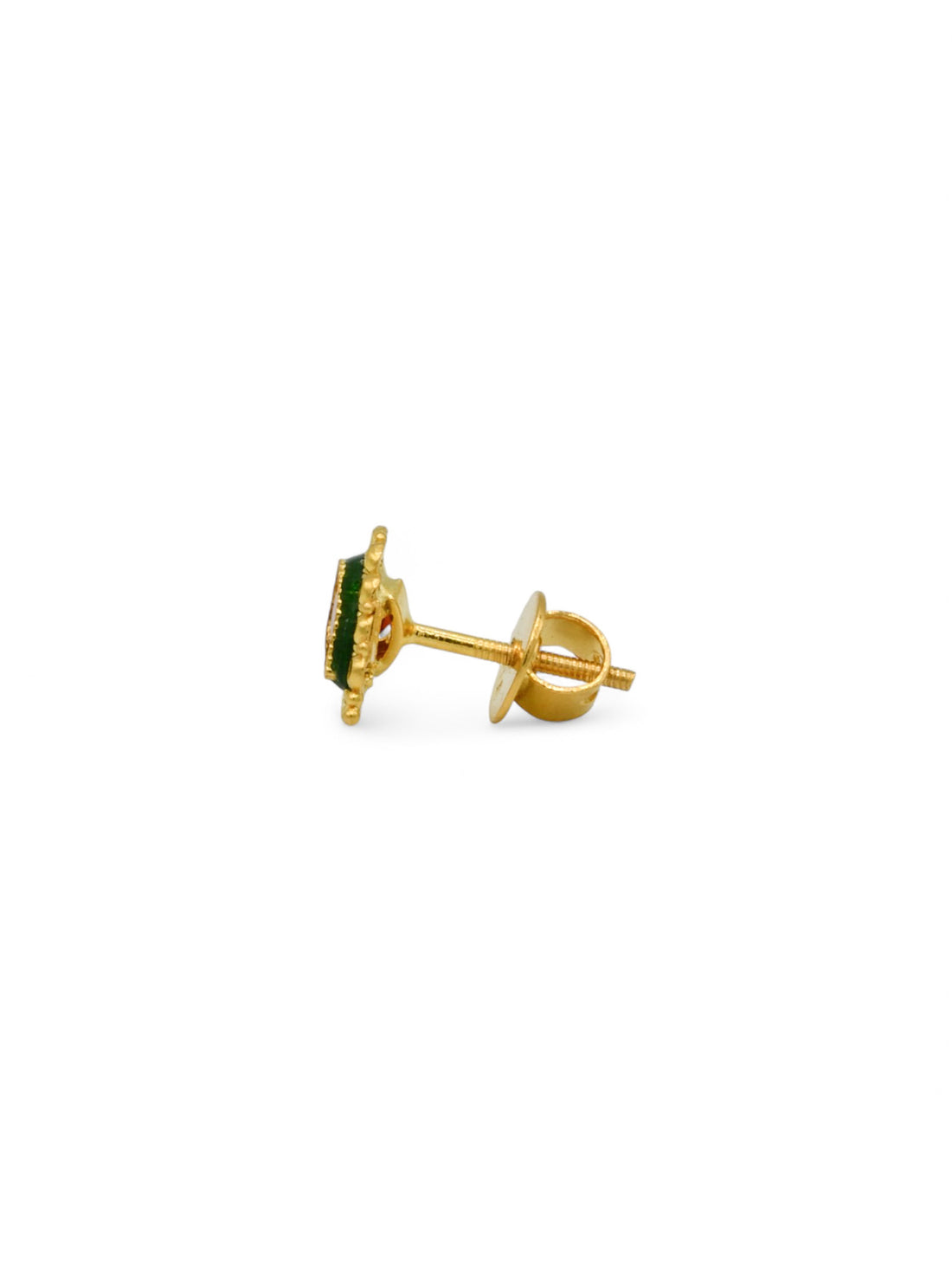 22ct Gold CZ Minakari Stud Earrings