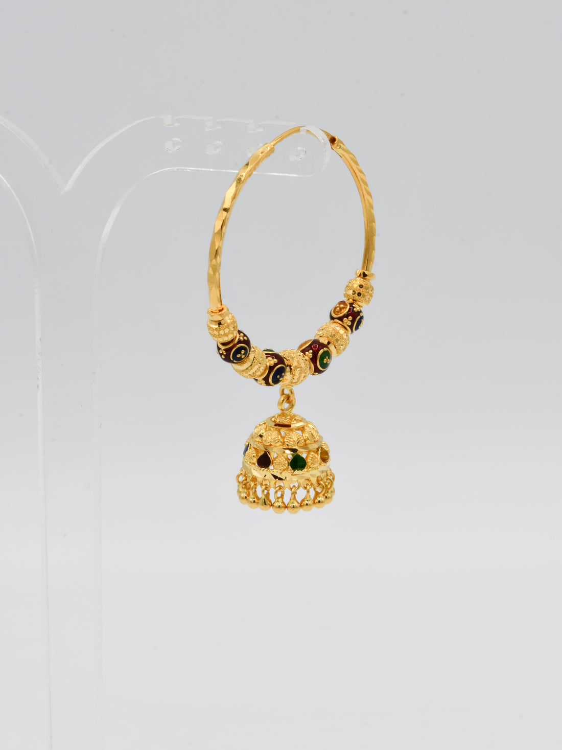 22ct Gold Minakari Ball Jhumki Bali - Roop Darshan