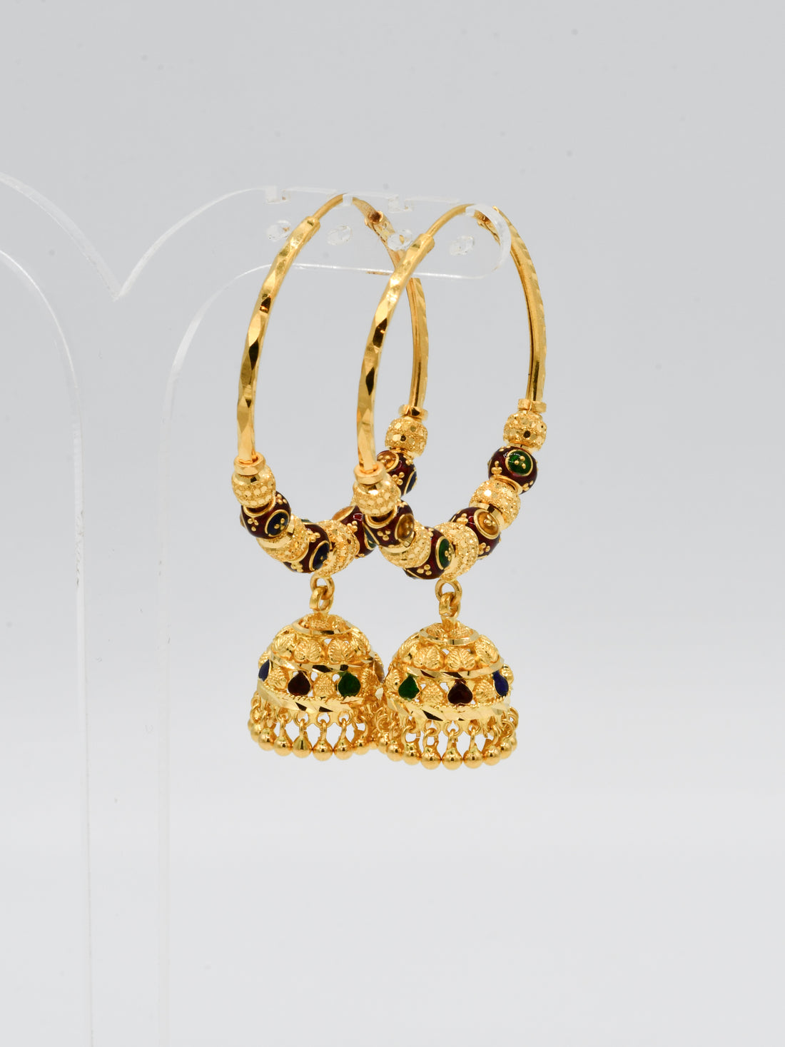 22ct Gold Minakari Ball Jhumki Bali - Roop Darshan