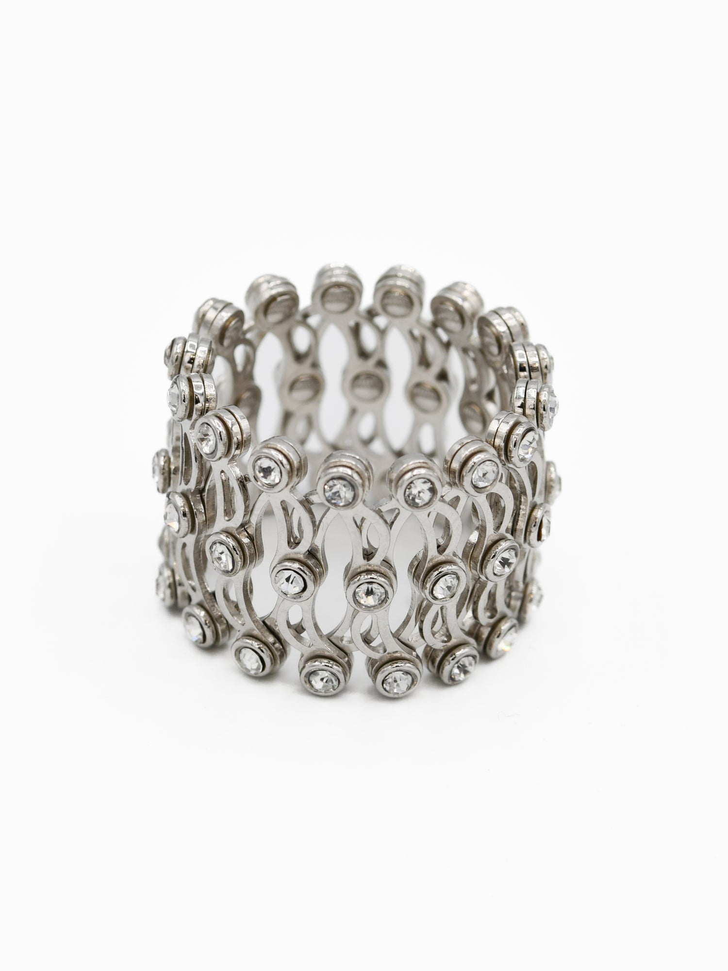 Silver CZ Convertible Ring cum Bracelet - Roop Darshan