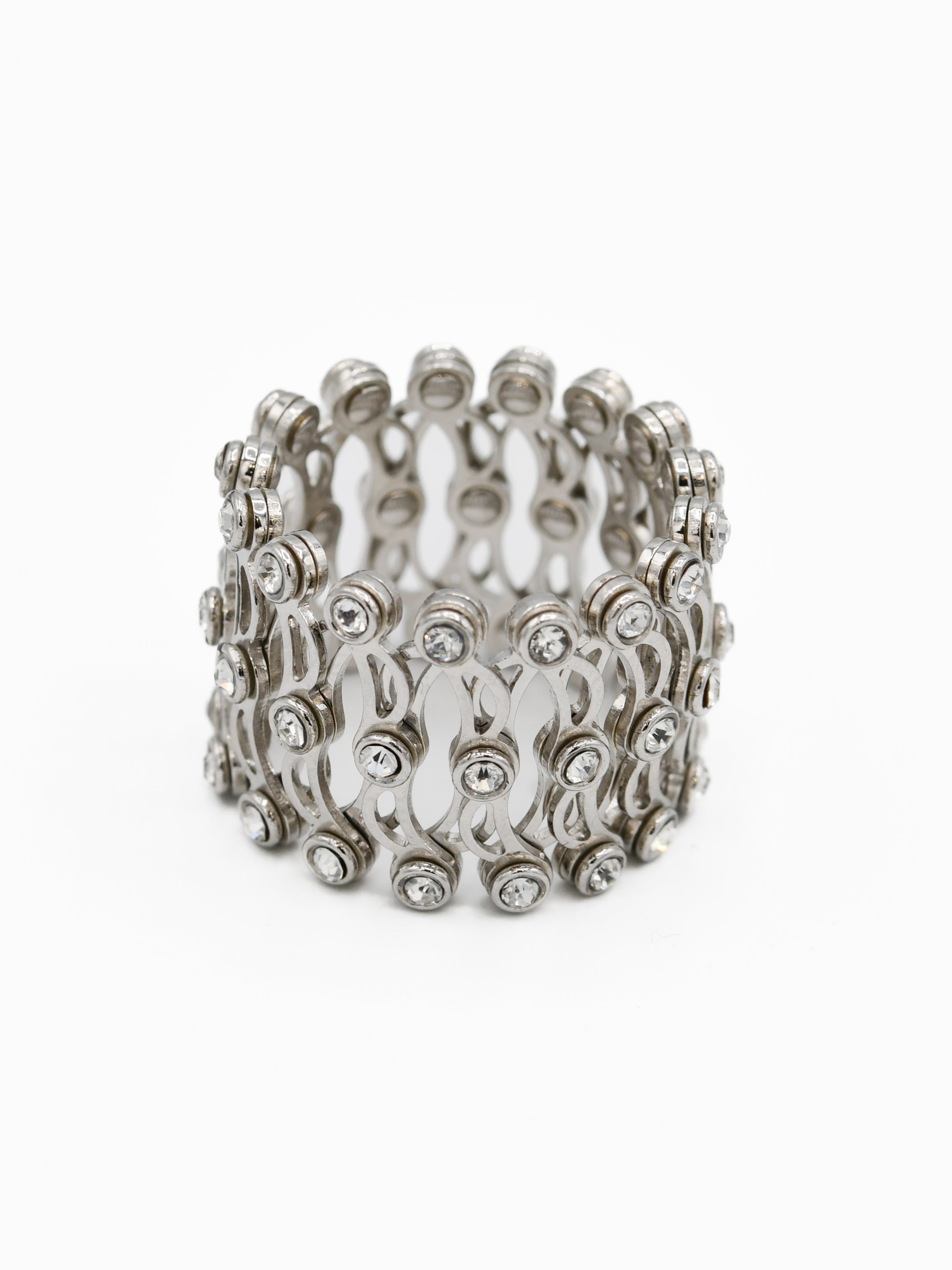 Silver CZ Convertible Ring cum Bracelet - Roop Darshan