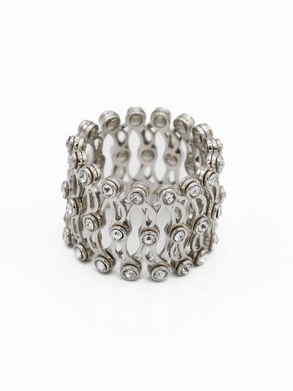 Silver CZ Convertible Ring cum Bracelet - Roop Darshan