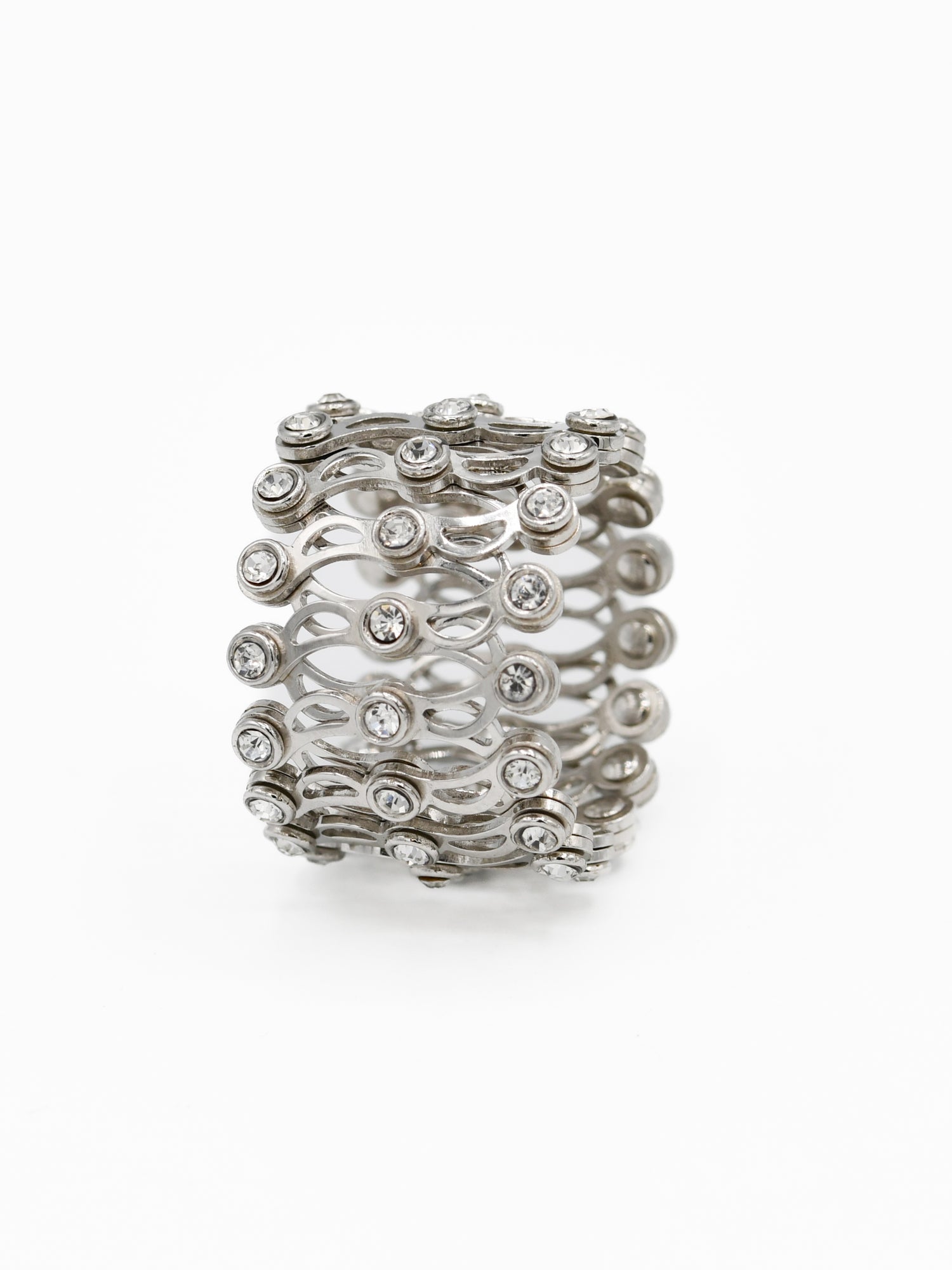 Silver CZ Convertible Ring cum Bracelet - Roop Darshan