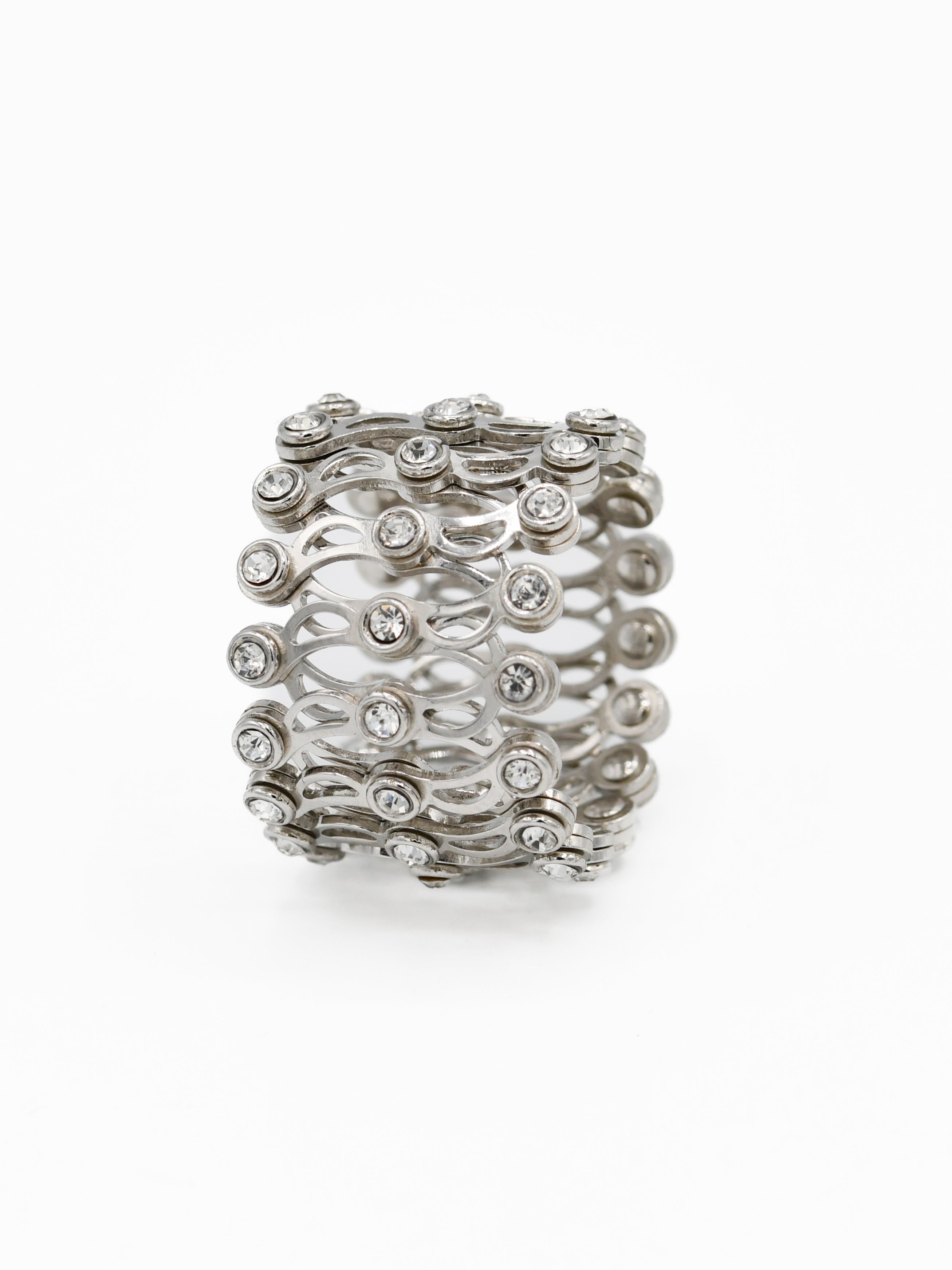 Silver CZ Convertible Ring cum Bracelet - Roop Darshan