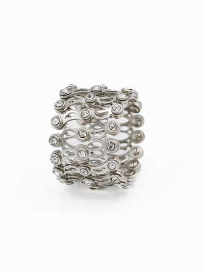 Silver CZ Convertible Ring cum Bracelet - Roop Darshan