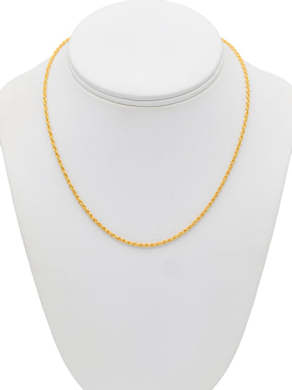 22ct Gold Hollow Rope Chain - 45 cm - Roop Darshan