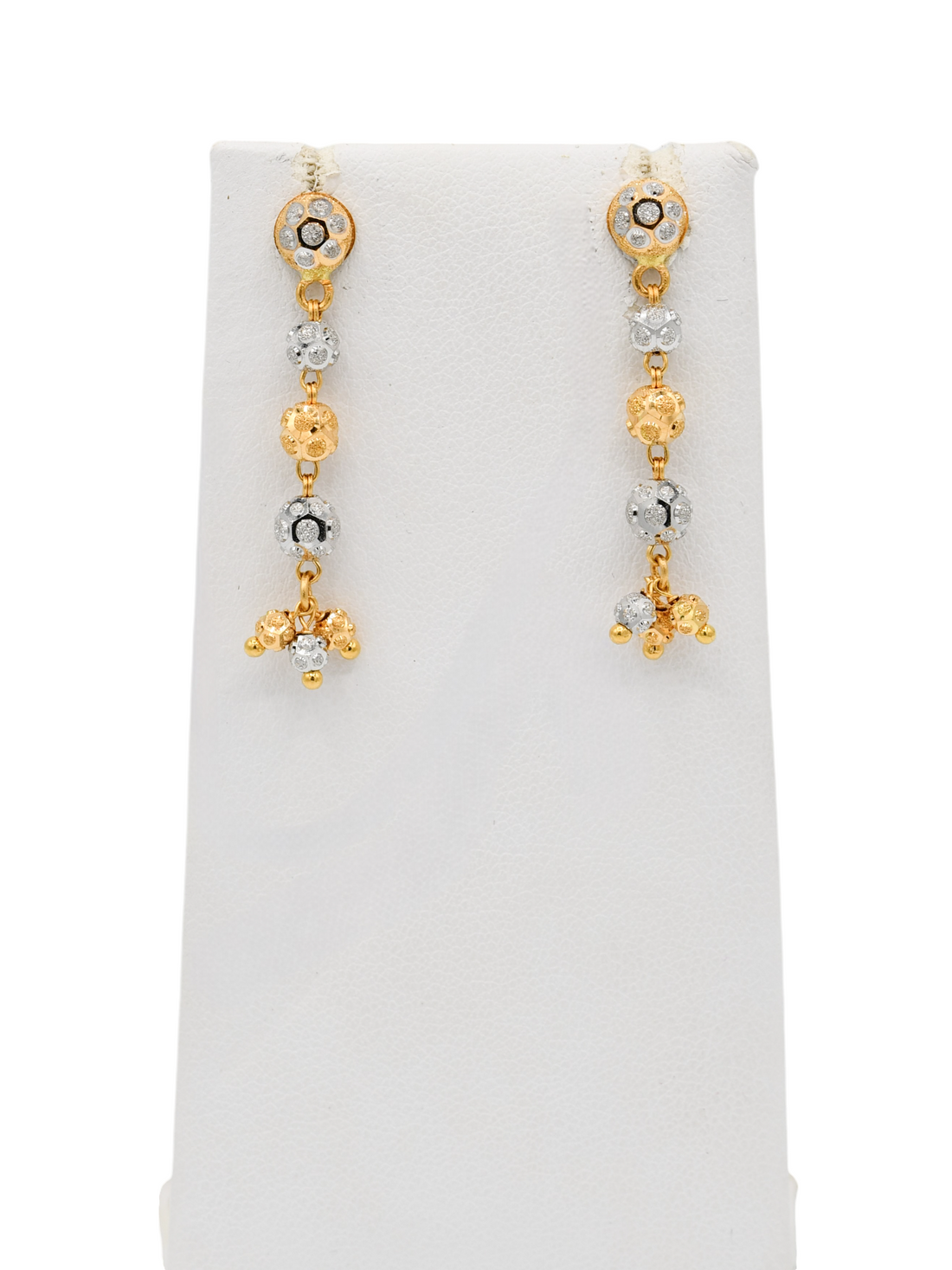 22ct Gold Two Tone Ball Earrings - Roop Darshan