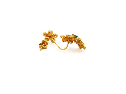18ct Gold Green CZ Earrings - Roop Darshan