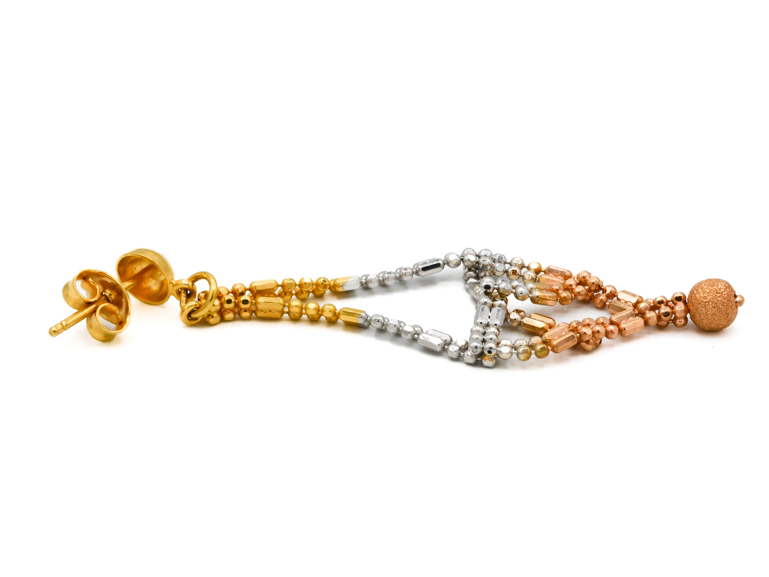 22ct Gold Three Tone Earrings - Roop Darshan