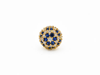 22ct Gold Blue CZ Stud Earrings - Roop Darshan