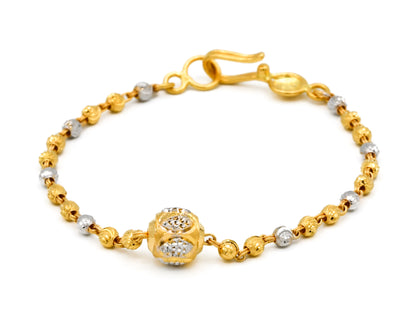 22ct Gold Two Tone Ball 1 PC Baby Bracelet - Roop Darshan
