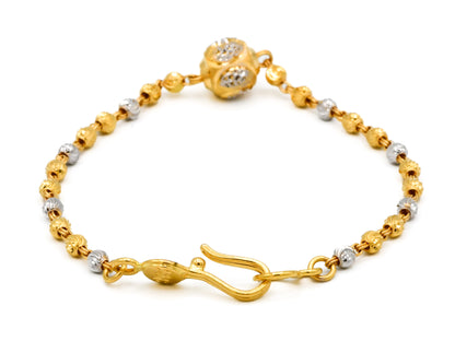 22ct Gold Two Tone Ball 1 PC Baby Bracelet - Roop Darshan