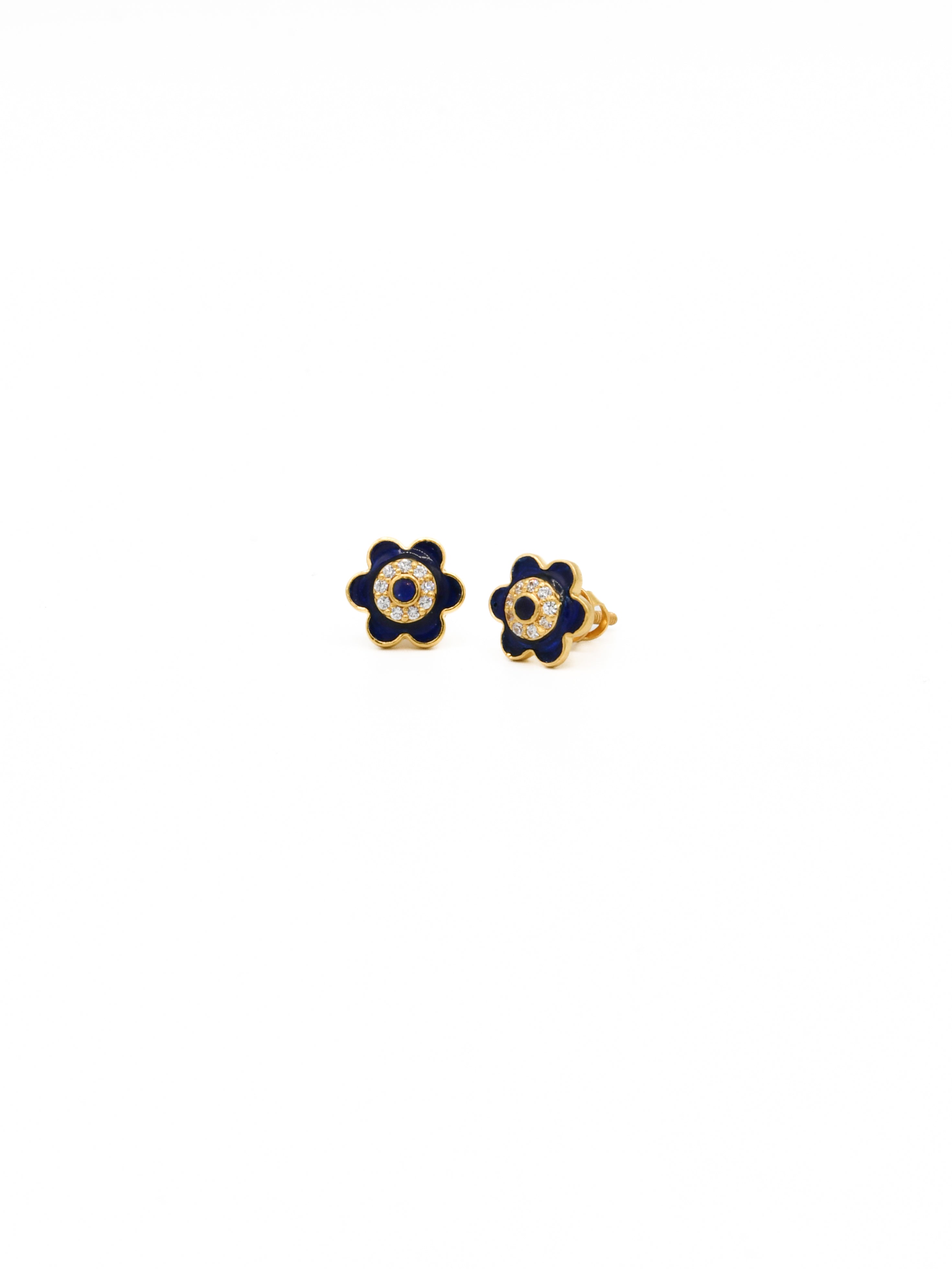 22ct Gold CZ Meena Stud Earrings - Roop Darshan