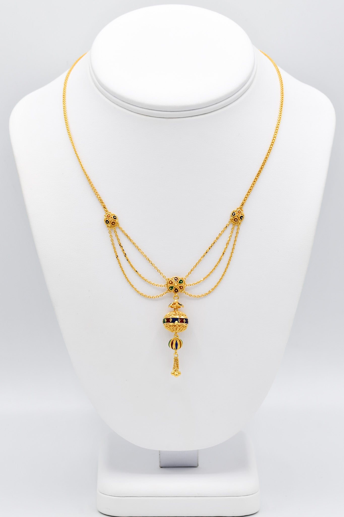 22ct Gold Mina Ball Necklace Set - Roop Darshan
