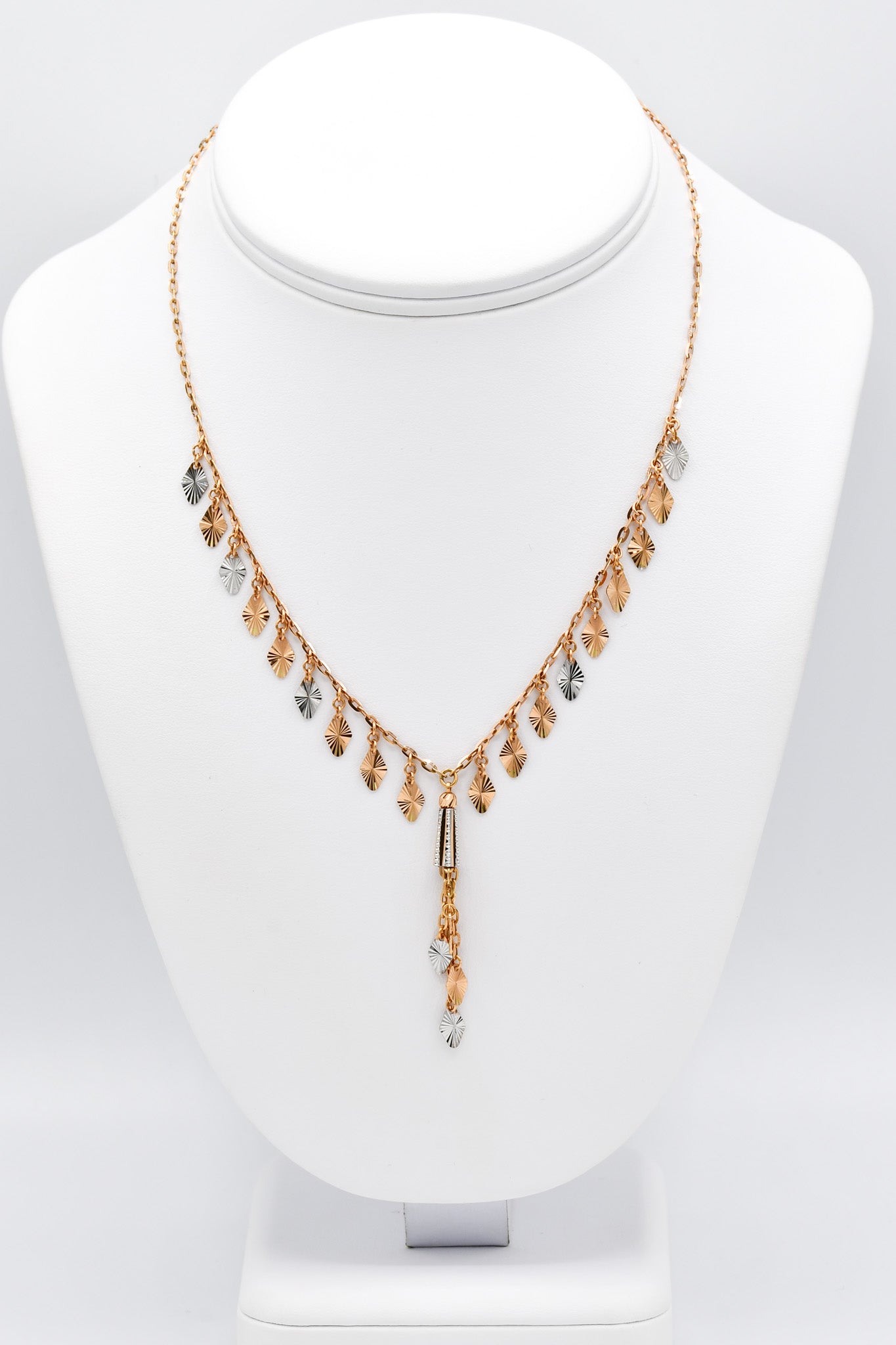 18ct Rose Gold Two Tone Necklace Set - Roop Darshan
