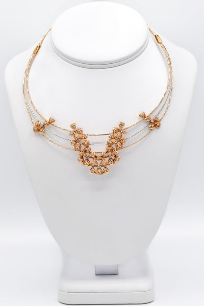 18ct Rose Gold Two Tone Necklace Set - Roop Darshan