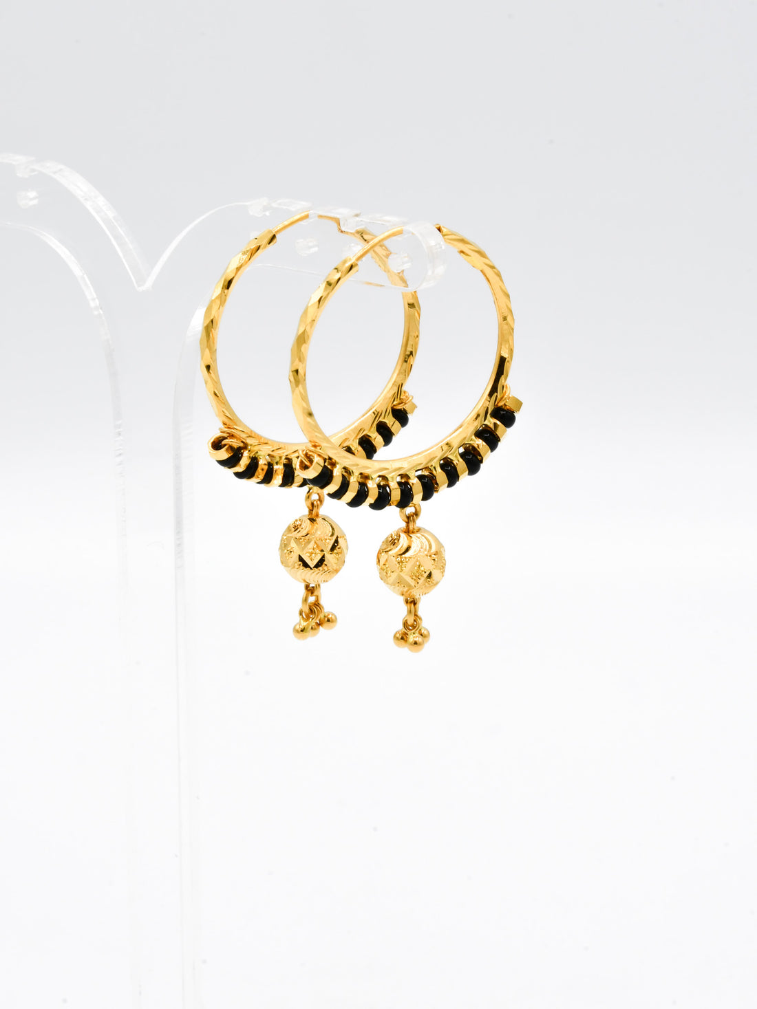 22ct Gold Black Beads Ball Bali - Roop Darshan