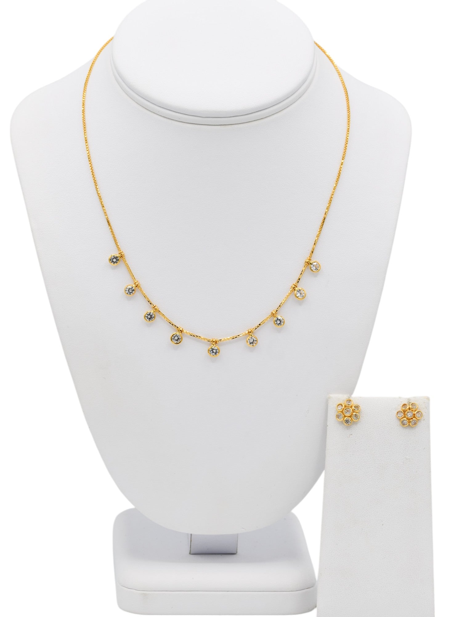 22ct Gold CZ Necklace Set - Roop Darshan