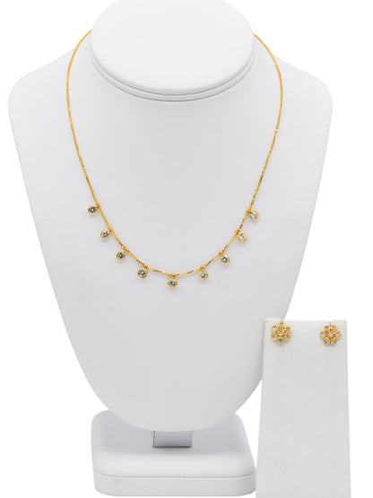 22ct Gold CZ Necklace Set - Roop Darshan