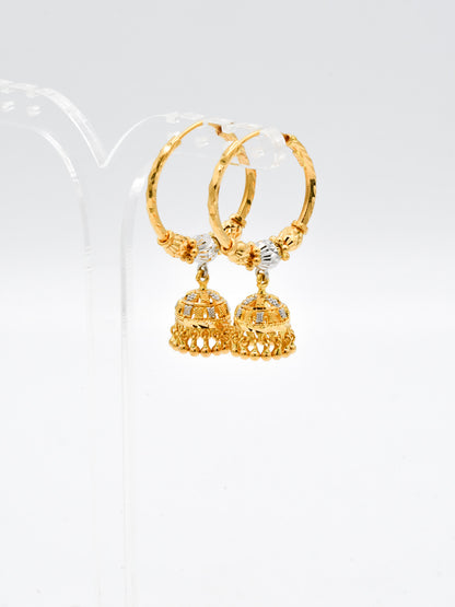 22ct Gold Two Tone Ball Jhumki Bali - Roop Darshan