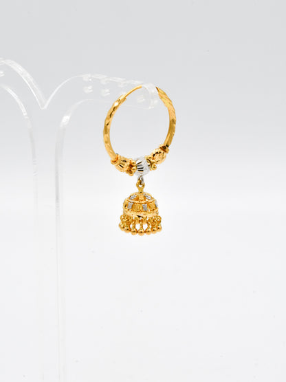 22ct Gold Two Tone Ball Jhumki Bali - Roop Darshan