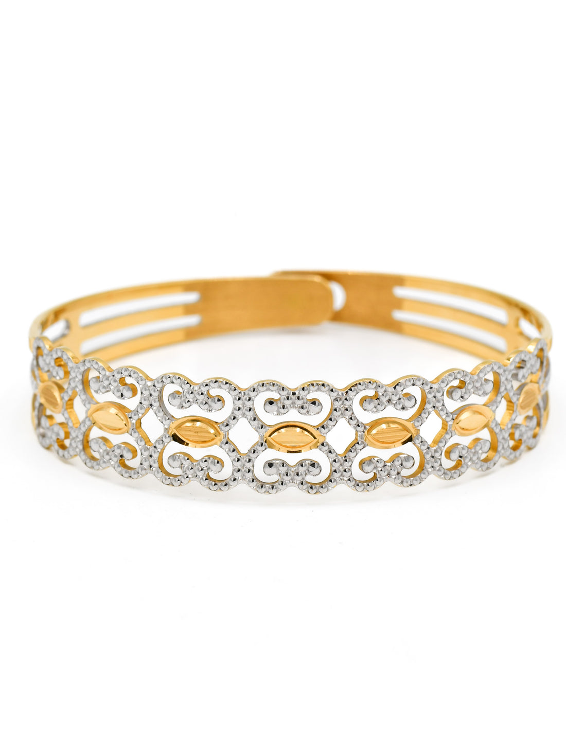 22ct Gold Two Tone 1 Piece Bangle - Roop Darshan