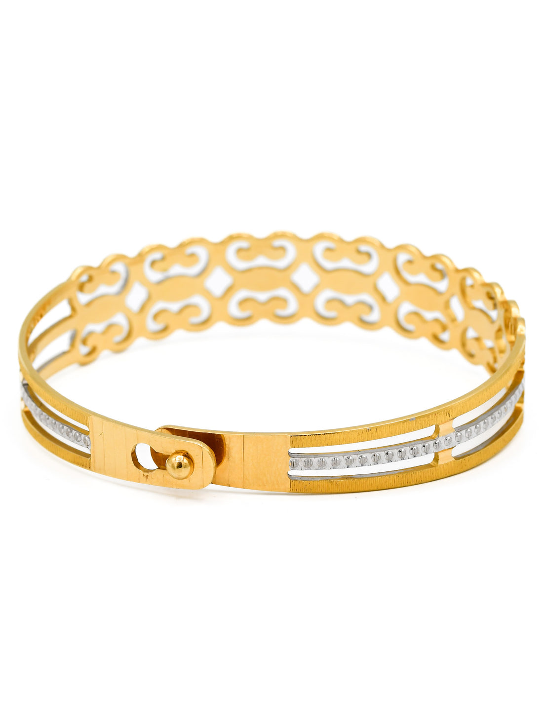 22ct Gold Two Tone 1 Piece Bangle - Roop Darshan