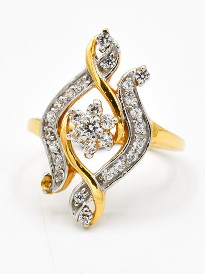 22ct Gold Two Tone CZ Ladies Ring - Roop Darshan