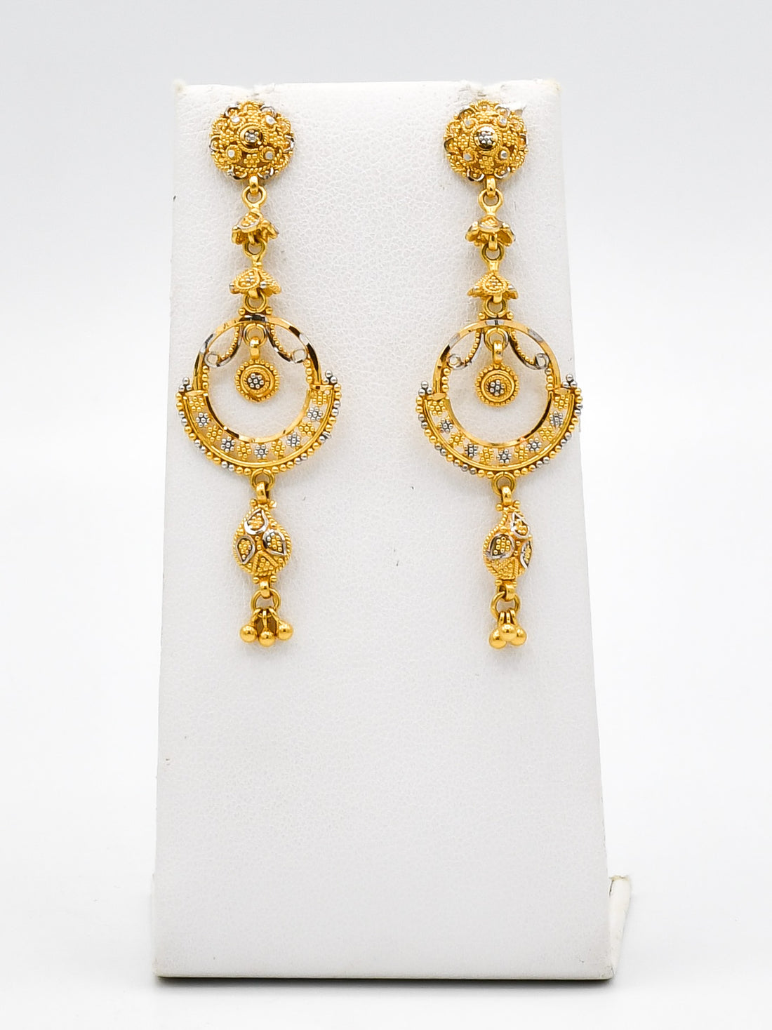 22ct Gold Two Tone Stud Earrings - Roop Darshan