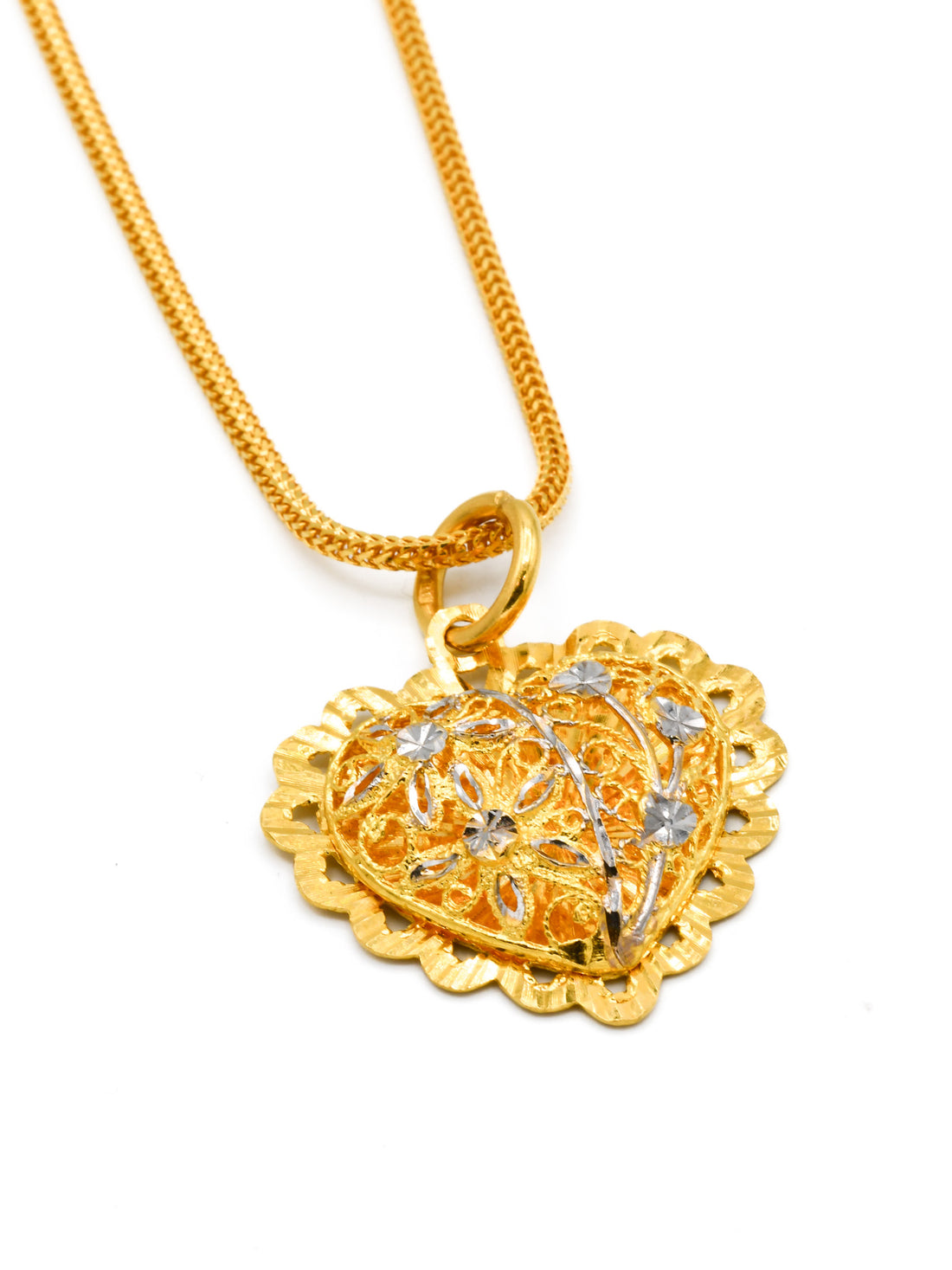 22ct Gold Two Tone Heart Pendant - Roop Darshan