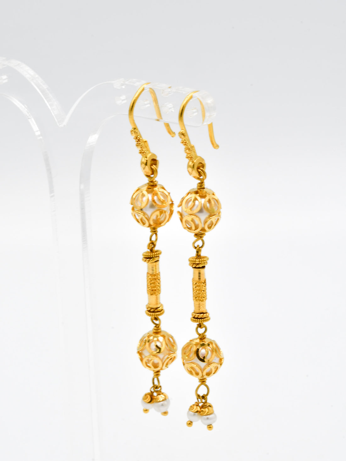 22ct Gold Pearl Drop Earrings - Roop Darshan
