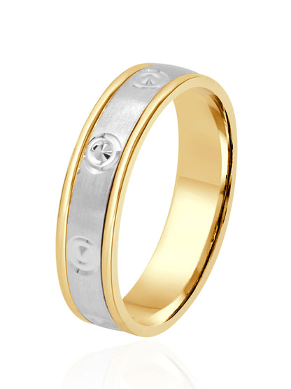 18ct Gold Two Tone Band Ring - Roop Darshan
