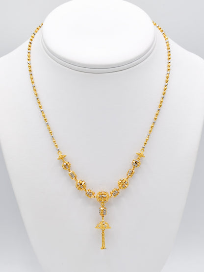 22ct Gold Two Tone Ball Necklace Set - Roop Darshan