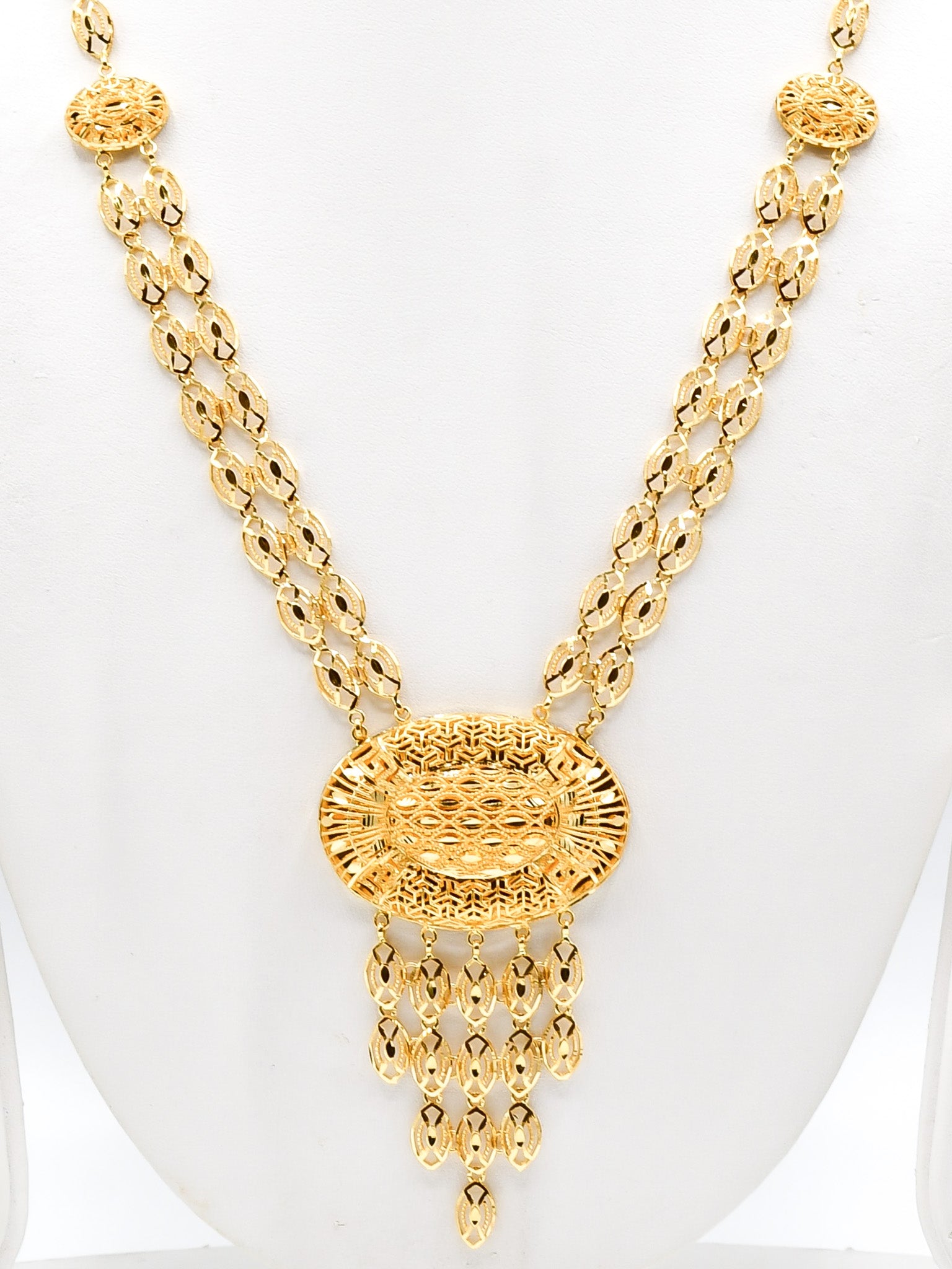 22ct Gold Long Necklace Set - Roop Darshan
