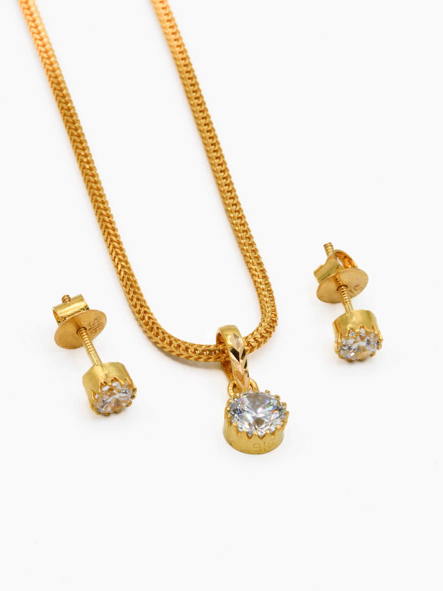 22ct Gold CZ Pendant Set - Roop Darshan